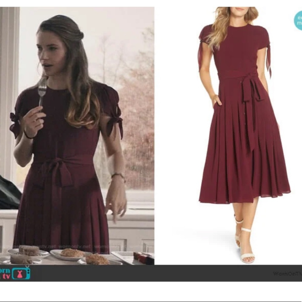 EUC GMG Sz 4 Burgundy Tie Sleeve Dress